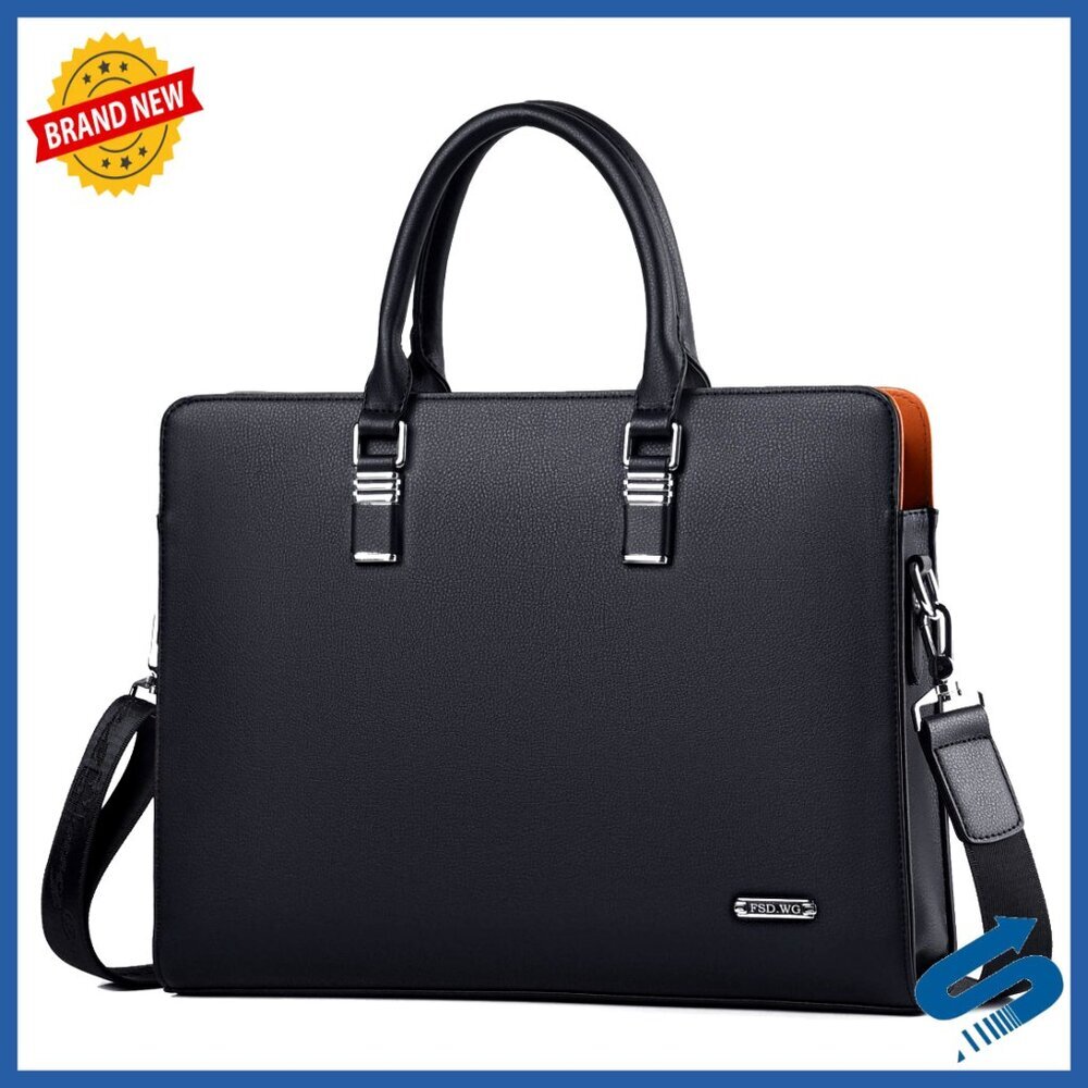 Leather Briefcase Laptop Bag Adjustable Shoulder Strap Business Travel